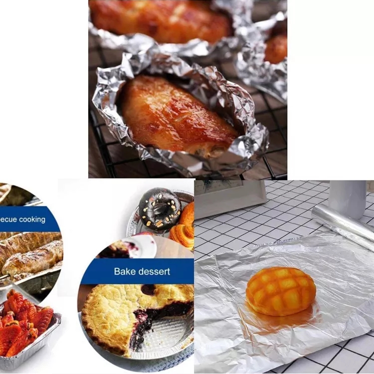Oil-resistant Aluminum Foil roll for barbecue with customized size by wrapping paper