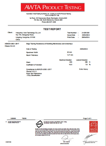  Test Report to Edge Tearing Resistance&nbsp; 