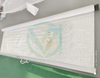 Oblique angle product render of customized perforated silver anti‑condensation freezer night blind
