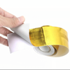 Hand tear release liner detail of gold fiberglass foil tape, residue-free fast on-site pipe insulation wrapping