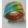 Diagonal color stripe linerless BOPP tape shot, bright print on clear film for e-commerce gift box & cross-border logistics outer packaging