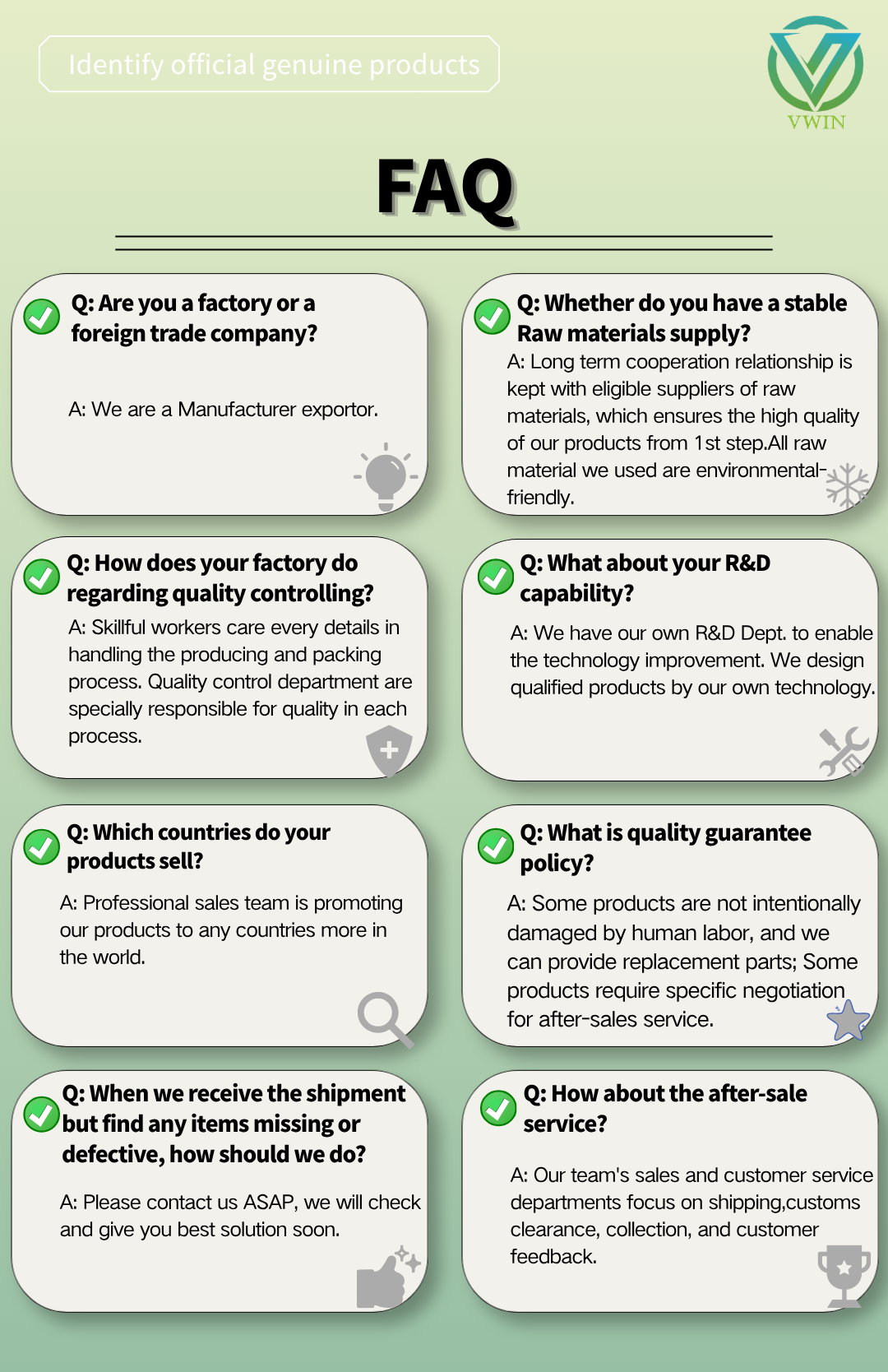 FAQ infographic for refrigerated night blinds, factory & quality control questions for B2B buyers