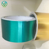 Glossy gold & green foil tape display, high temp oxidation resistant for wire harness thermal protection of various sizes