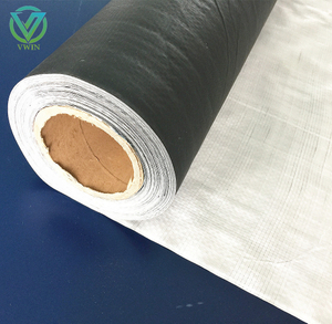 Main image of durable black & white PE-laminated woven fabric, black light-block & white reflective side for industrial packaging