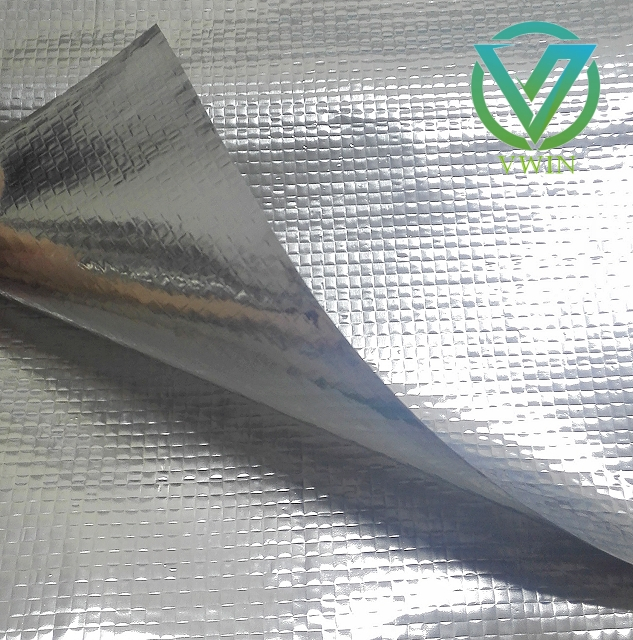 Main image of double-sided reflective aluminized-polyester-laminated woven fabric, dual-side heat radiant barrier roll for building wall & roof thermal insulation