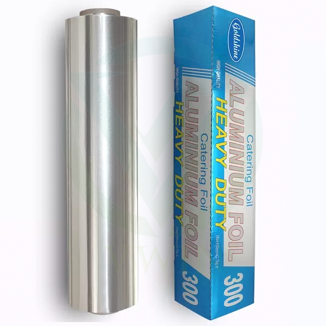 Food-safe Disposable Aluminum Foil Roll with Blue Box Packaging for Household Food Storage