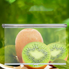 Solid plastic night cover protects fruits inside commercial freezer showcase