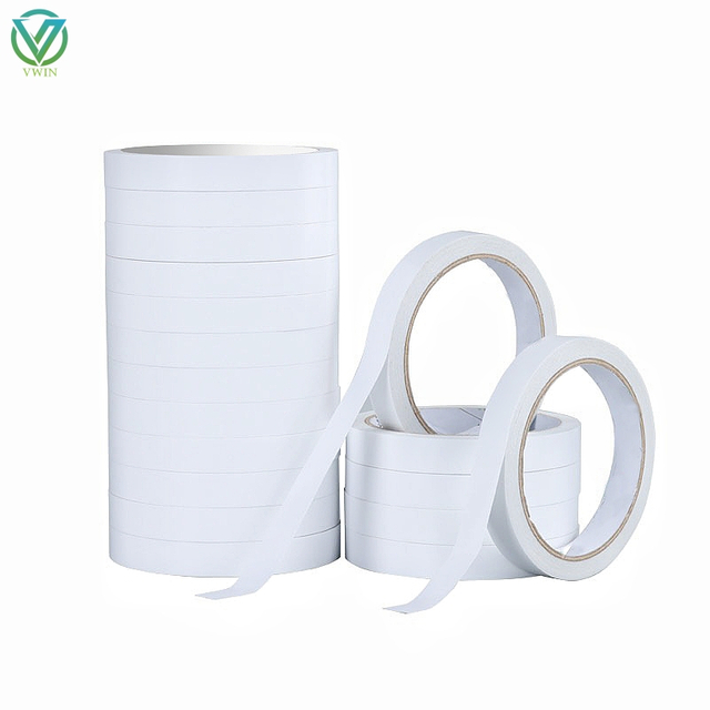 Main shot of white easy-tear hot melt double sided tape, tearable residue-free tape for school craft & office stationery sticking