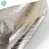 Flat lay texture shot of MPET foil scrim tape, cross fiberglass mesh for reinforcing large vapor barrier splicing