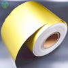 Main shot of glossy golden aluminum foil tape with release liner, high-gloss sealing tape for surface masking protection