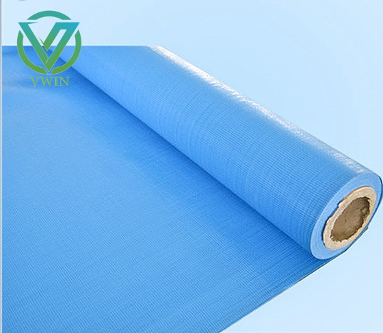 Main image of blue high-strength PE-coated woven fabric roll, waterproof substrate for swimming pool foam lamination & pool lining