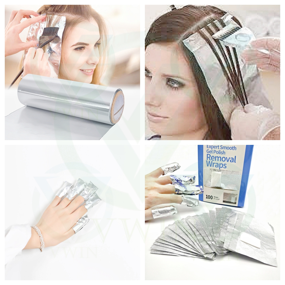 Aluminum foil for hair dyeing (topics) & gel nail polish removal wraps (manicure)