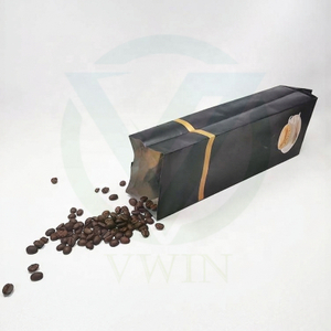 Food grade PET ALU laminated film, finished coffee pouch with coffee beans spill out