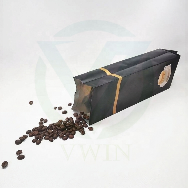 Food grade PET ALU laminated film, finished coffee pouch with coffee beans spill out