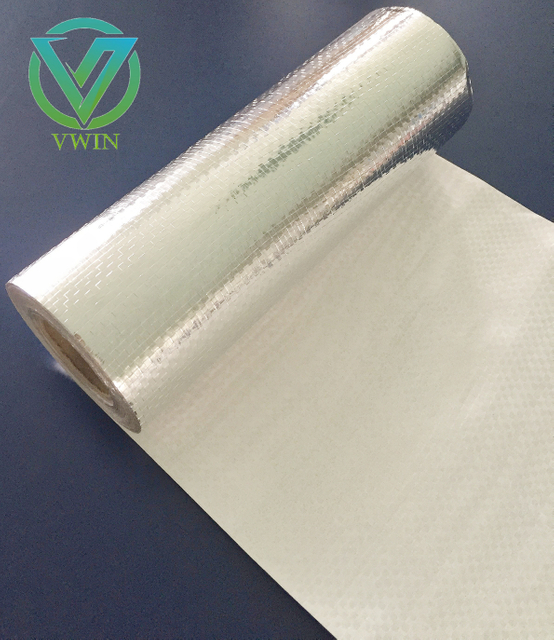 Fireproof foil woven fabric, vapour barrier for fibreglass wool lamination