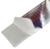 Folded shot of aluminum foil woven tape with peeled release liner, easy peel no residue for fast roof sarking lapping construction