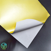 Peeling detail of glossy golden foil tape release liner, easy tear & residue-free for curved irregular surface masking