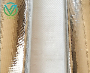 Main image of aluminum-film-coated woven fabric, heat reflective thermal barrier roll as lining for thermal insulation jacket & pipe insulation sleeves