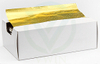 Side view showing the internal structure of the box with neatly stacked foil sheets, indicating large capacity