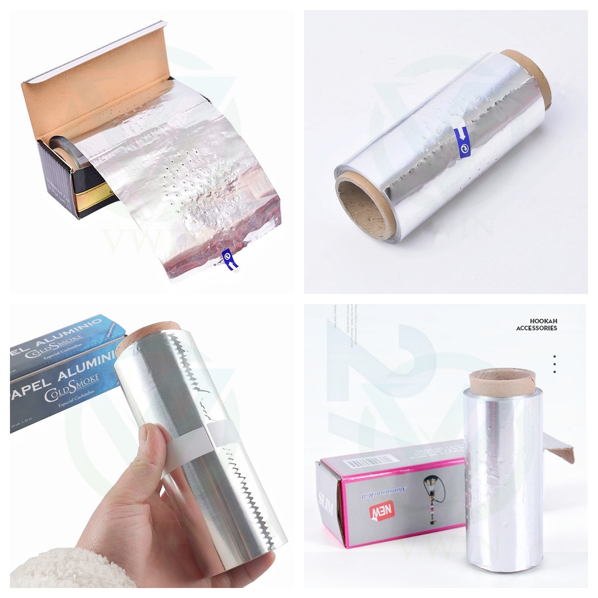 Aluminum foil for hookah with perforated rolls and boxes
