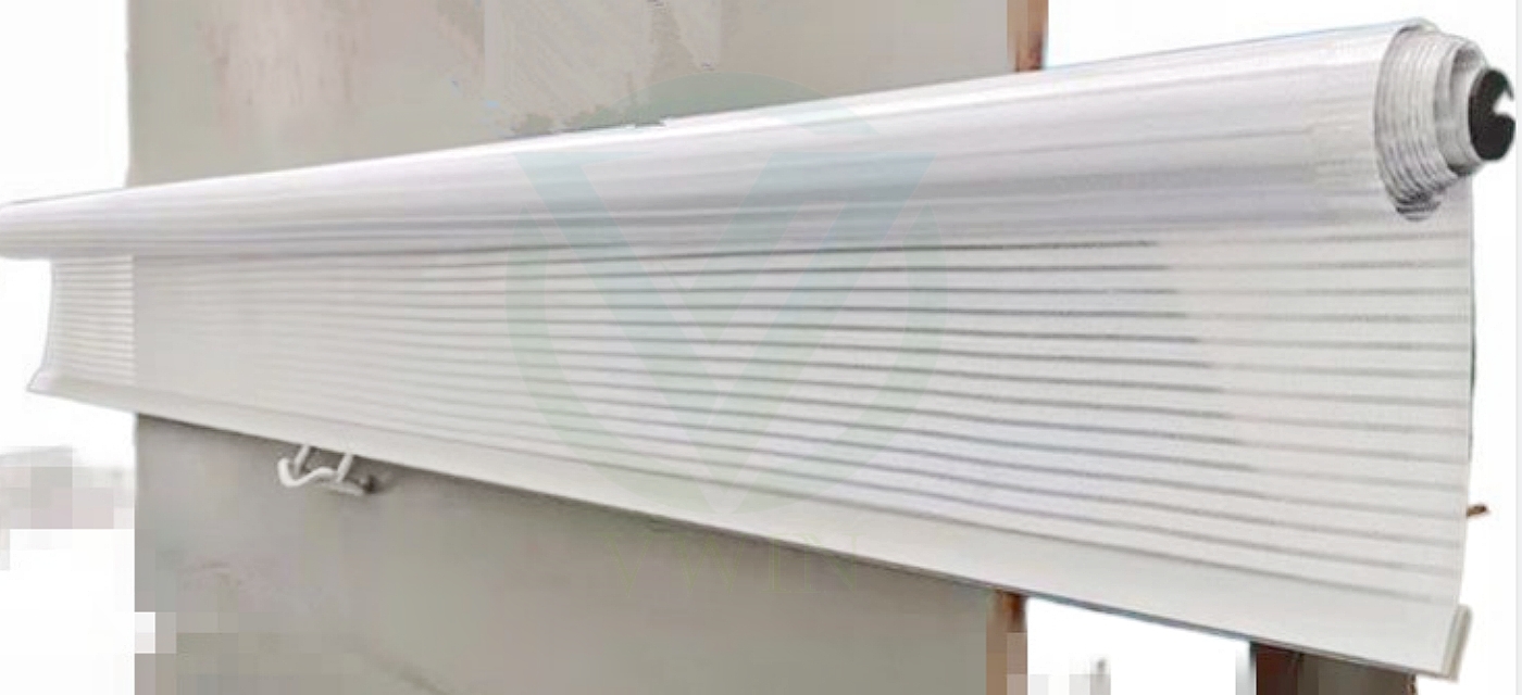 Detail View of the White Night Curtain – Aluminum + PET Material