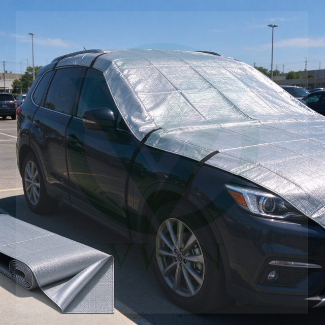 MPET laminated woven fabric for car sunshade, solar reflecting UV blocking weatherproof insulation material