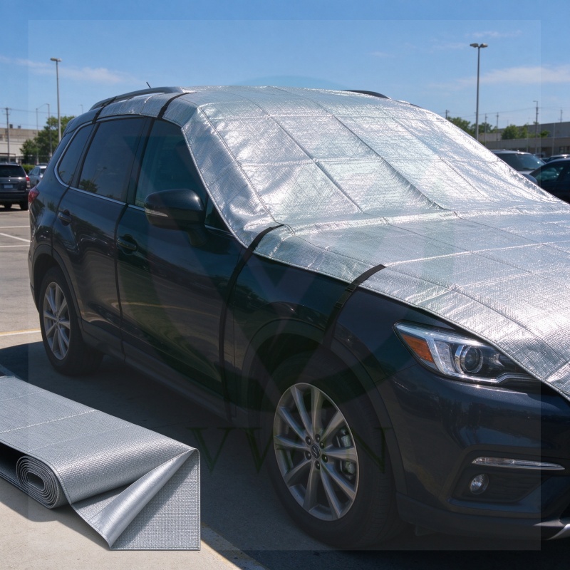 MPET laminated woven fabric for car sunshade, solar reflecting UV blocking weatherproof insulation material