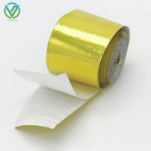 Main shot of gold aluminum foil fiberglass cloth tape, reflective thermal shielding sealing tape for pipe insulation
