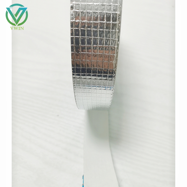 Main shot of aluminum foil grid tape with release paper, fiberglass reinforced tape for industrial pipe thermal wrapping & sealing