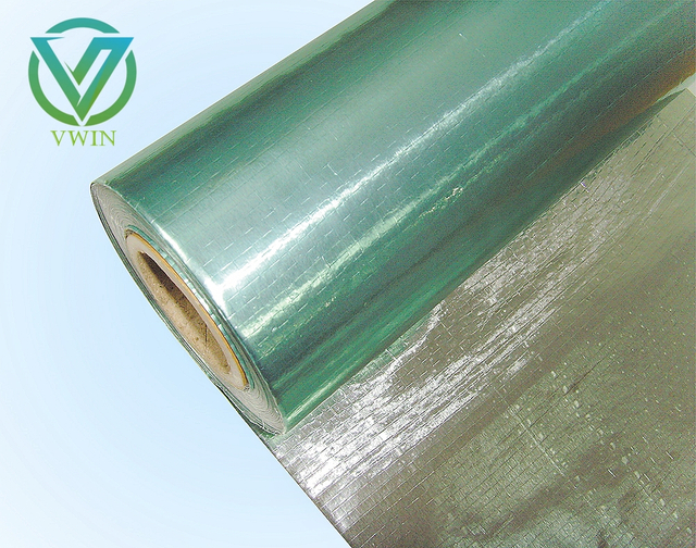 Fire resistant anti-glare double aluminum foil woven fabric for roof thermal insulation materials