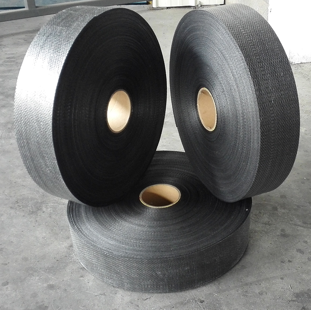 Main image of durable black woven fabric rolls, base material for sofa narrow band, aluminum foil lamination & industrial wrapping