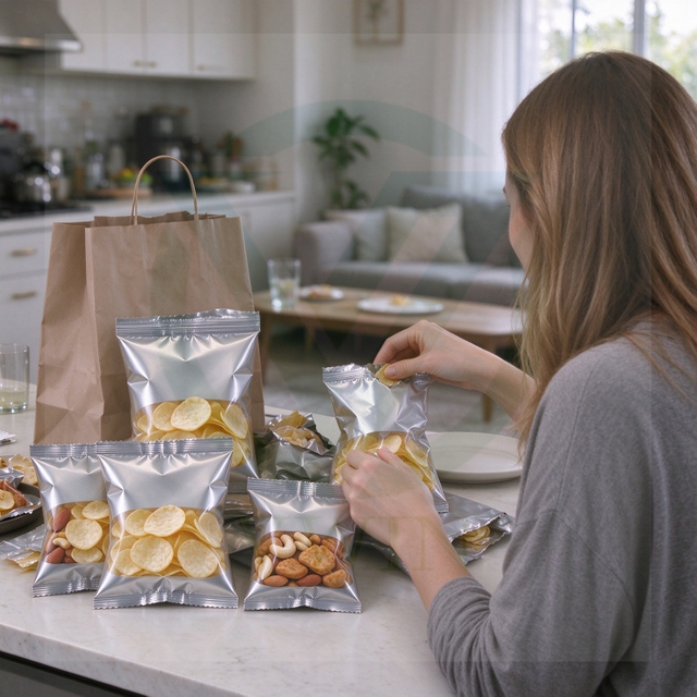 PET/AL/PE aluminum foil packaging film, aroma barrier for snack food packaging application