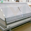Side view of no‑punch automatic night cover mounted on supermarket open‑front display chiller