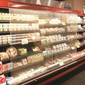 Perforated energy‑saving night cover for long open‑type supermarket refrigerated display counter