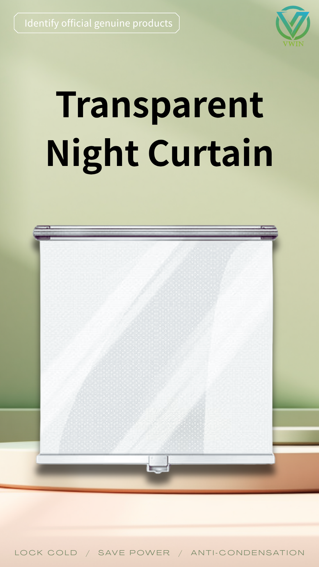 Transparent night curtain for commercial refrigerated open display case