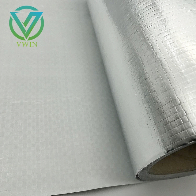Main image of aluminum foil PE laminated woven fabric, PE vapor barrier + heat reflective foil roll for wall & roof building thermal insulation