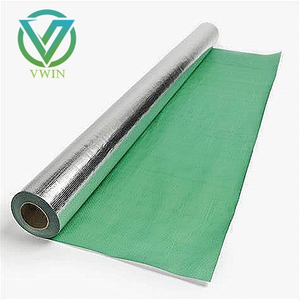 Green foil laid over roof battens, reflective heat, flame & moisture resistant
