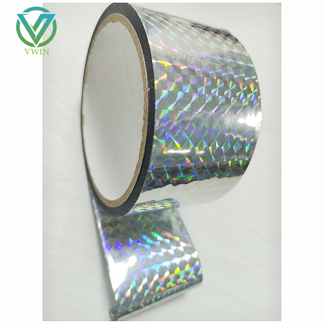Main shot of high adhesion linerless laser film tape, no release liner, reflective tape for laser engraving, craft hot stamping & packaging holographic pattern