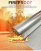 Flame resistance combustion test demonstration of aluminum foil fiberglass fabric for auto engine sound insulation, non-combustible under high temperature