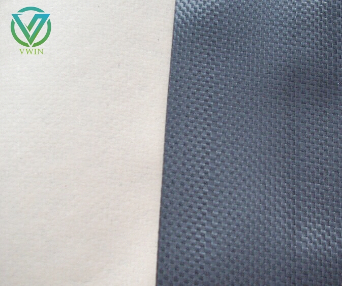 Main image of black kraft paper-laminated woven fabric, dual black-white layer for heavy-duty building material packaging