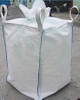 White heavy-duty ton bag with filling opening, reinforced loops for construction waste & industrial storage