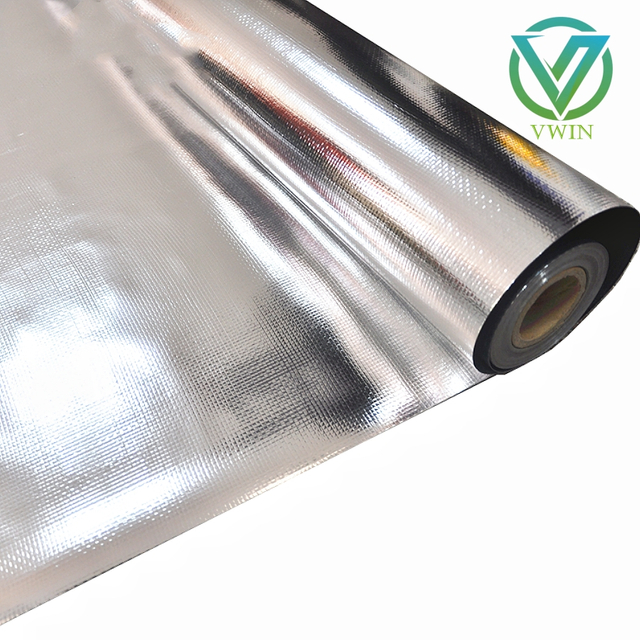 Main image of double-sided aluminized-VMPET-laminated woven fabric, dual radiant heat barrier roll for metal building roof thermal insulation