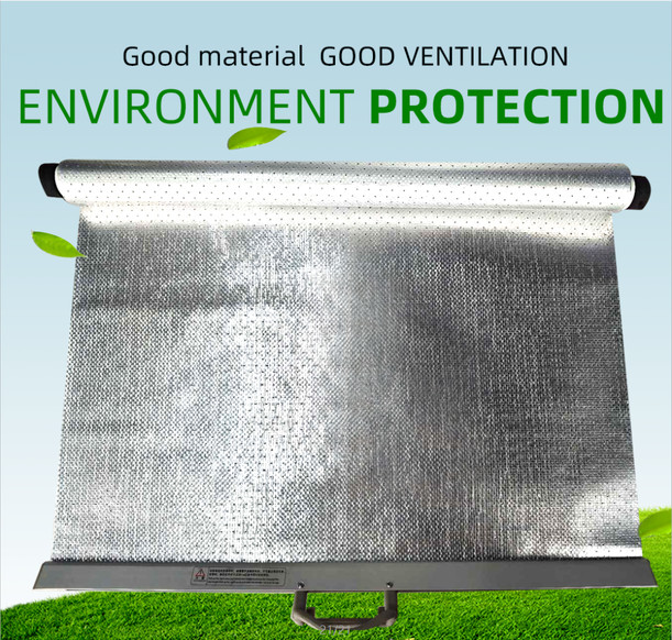 Close-up of Silver Aluminum Night Blind, High-reflective Material Surface for Cold Chain Energy-saving & Insulation