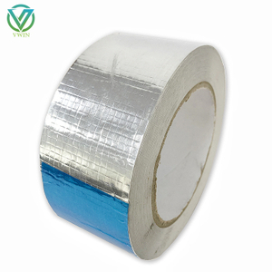 Main view of aluminum foil woven fabric tape for roof sarking, with blue protective film, high-adhesion sealing for roof waterproof & heat insulation splicing
