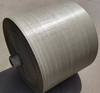 Large curved grey PE-laminated fabric roll, flexible for on-site cutting wrapping pipe & roof insulation