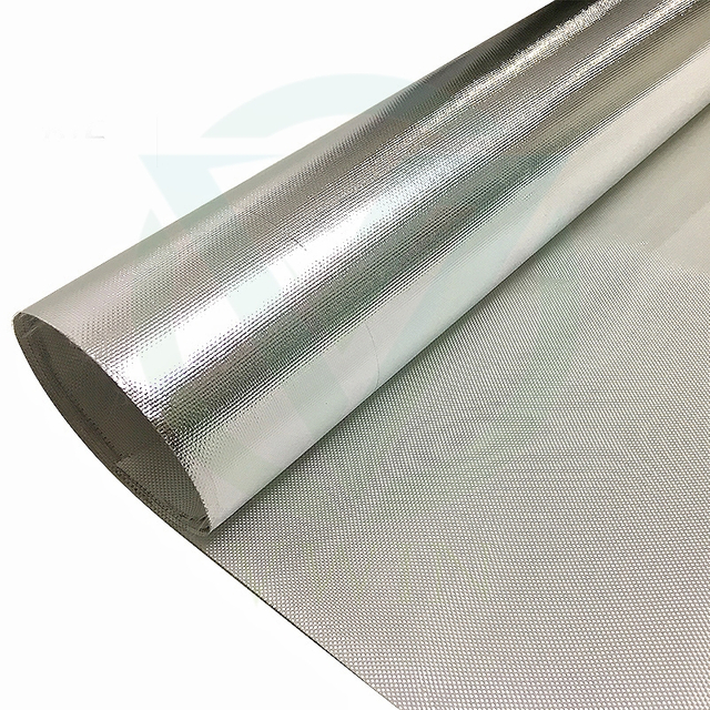 Close-up of Rolled Single-Sided Aluminum Foil Fiberglass Fabric