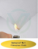 Flame test demonstrating fire resistance of aluminum foil fiberglass fabric