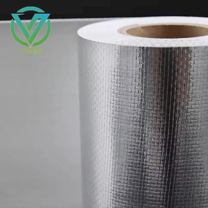 Main image of aluminum foil laminated woven fabric, heat reflective vapor barrier roll used as outer facing for HVAC duct thermal insulation