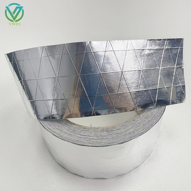 Main shot of FSK 3 ways reinforced aluminum foil tape with water base adhesive, sealing tape for roof insulation vapor barrier joints