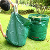Outdoor lawn application of heavy-duty woven leaf bags, for collecting garden branches and fallen foliage